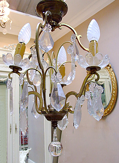antique crystal and brass chandelier